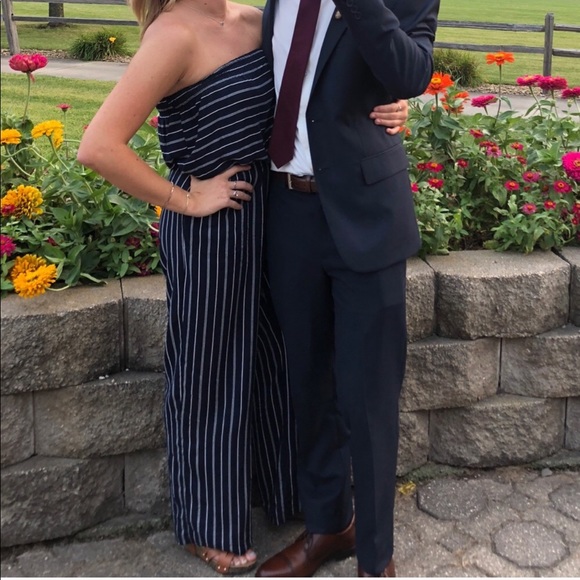 Fashion Nova Pants - Navy and white jumpsuit